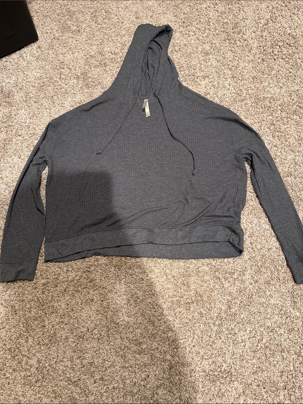 Charcoal Ribbed Hoodie Sweatshirt